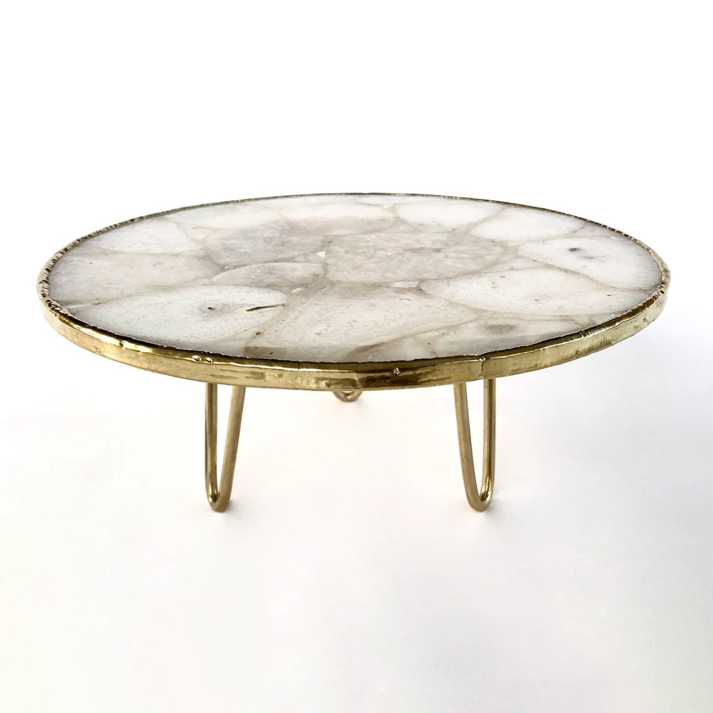 White Crystal Agate Cake Stand/Centrepiece/Display Stand/Tray 10"