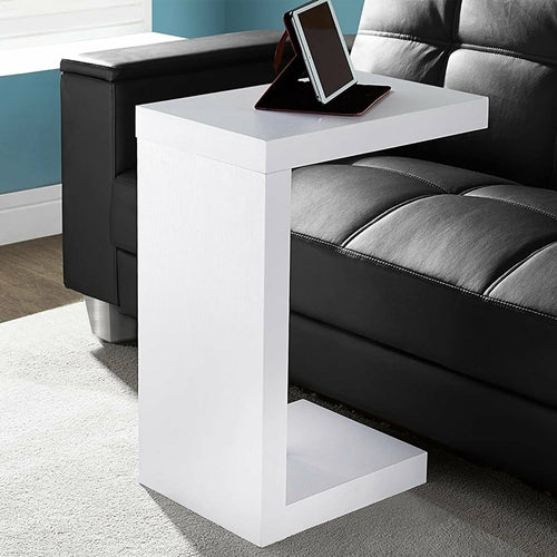 11.5" x 18" x 24" White Hollow Core Particle Board  Accent Table