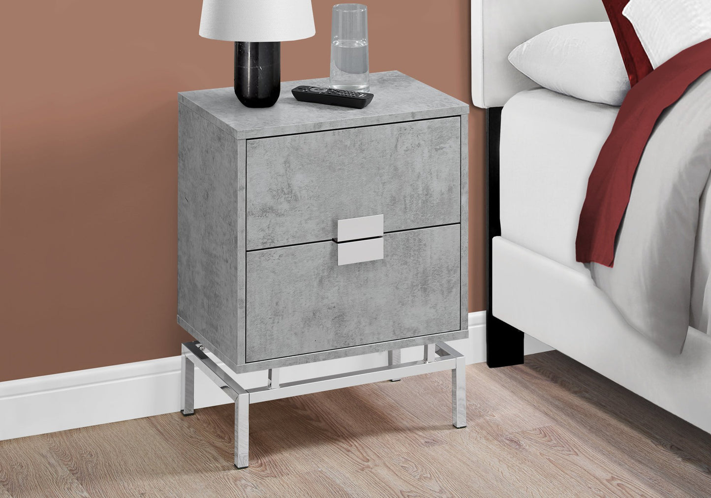 23.5" Particle Board and Chrome Metal Accent Table