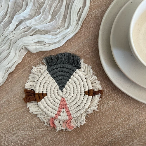 Macramé Drink Coasters, (7inch)