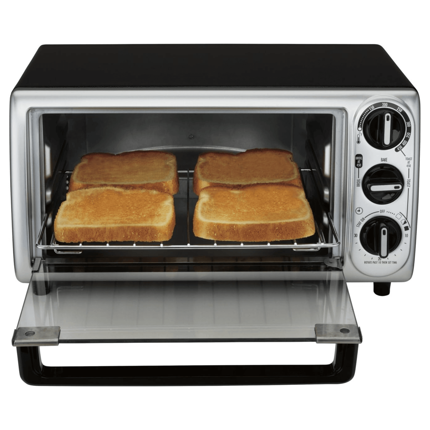 Proctor Silex 4-Slice 3-Knob Countertop Toaster Oven Broiler with Bake