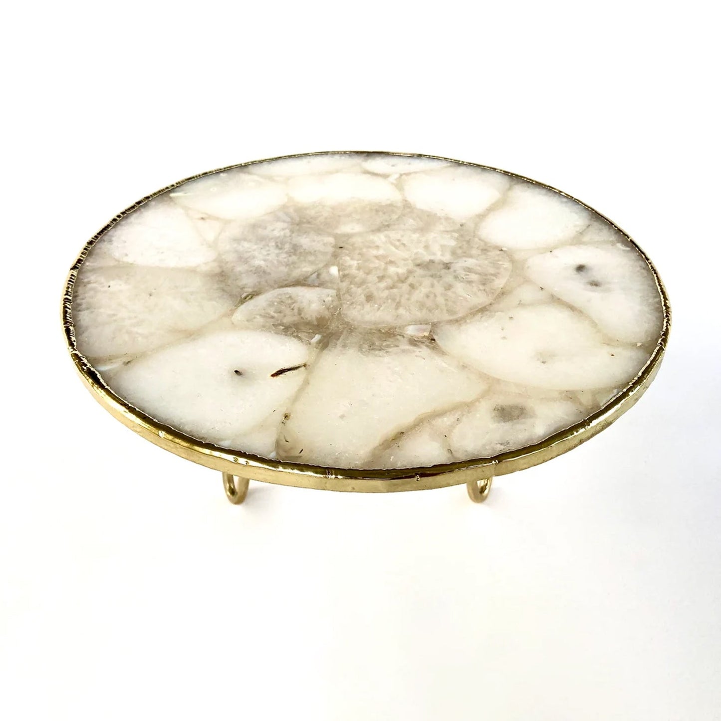 White Crystal Agate Cake Stand/Centrepiece/Display Stand/Tray 10"