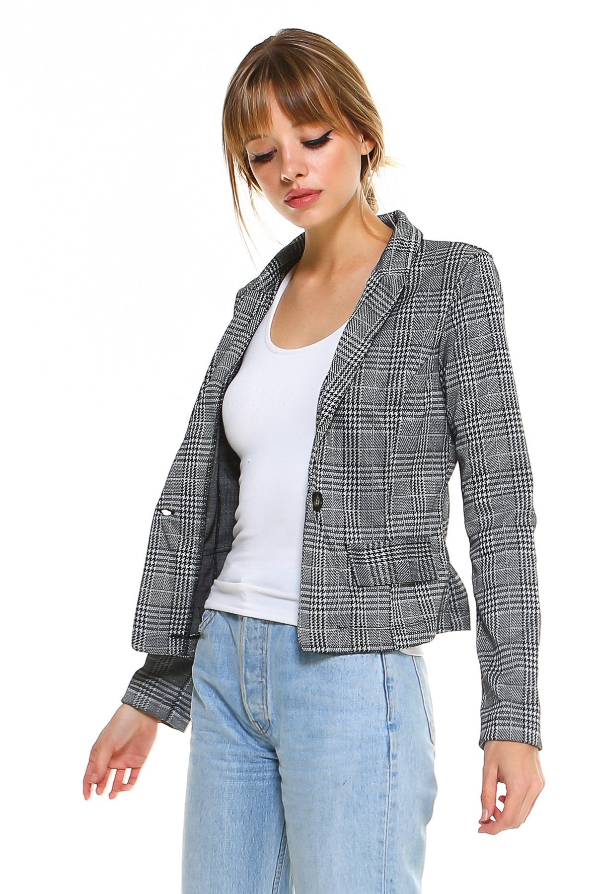 Classic Plaid Fitted Blazer