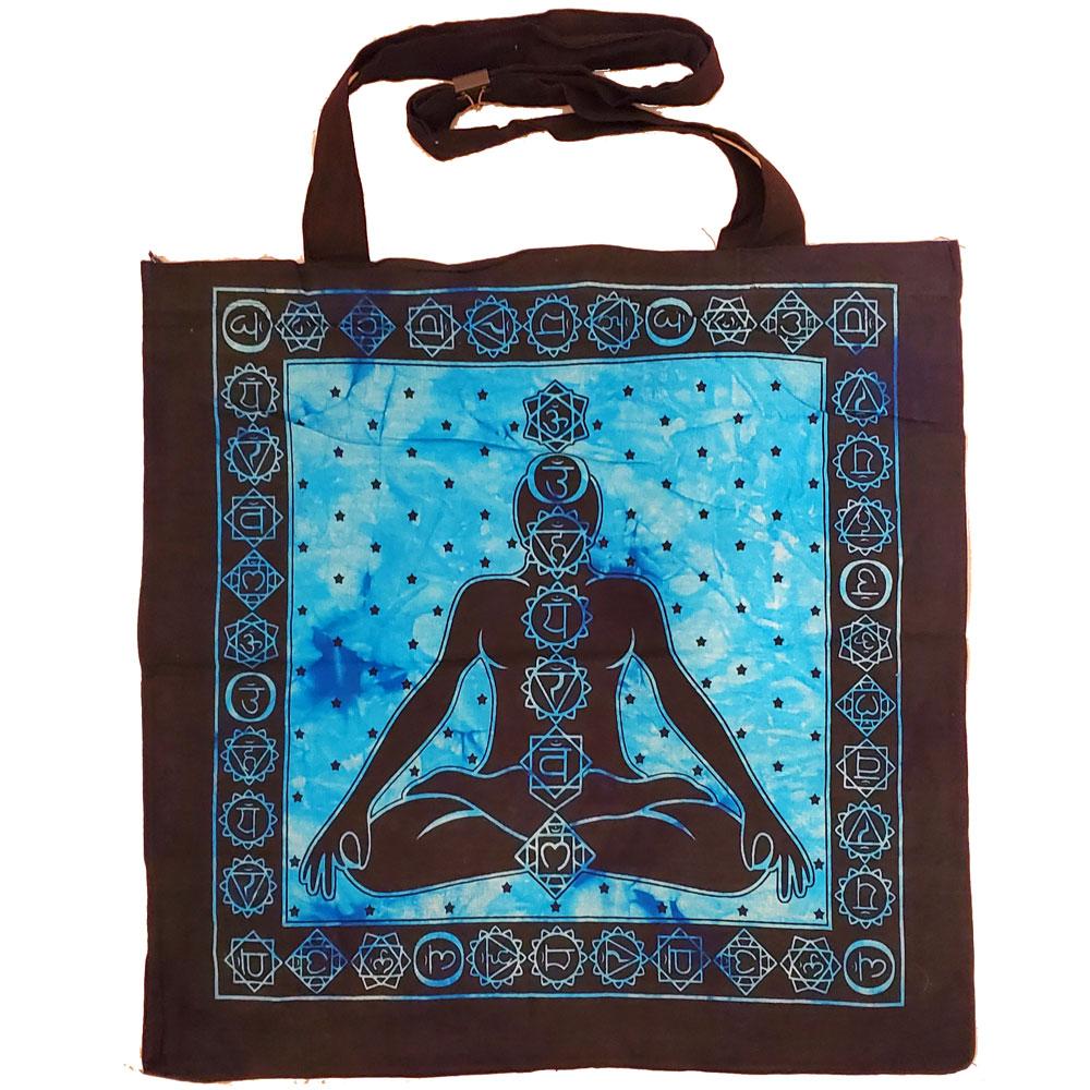 Seven Chakras Avatar Meditation Tie Dye Market Tote Bag Canvas Graphic