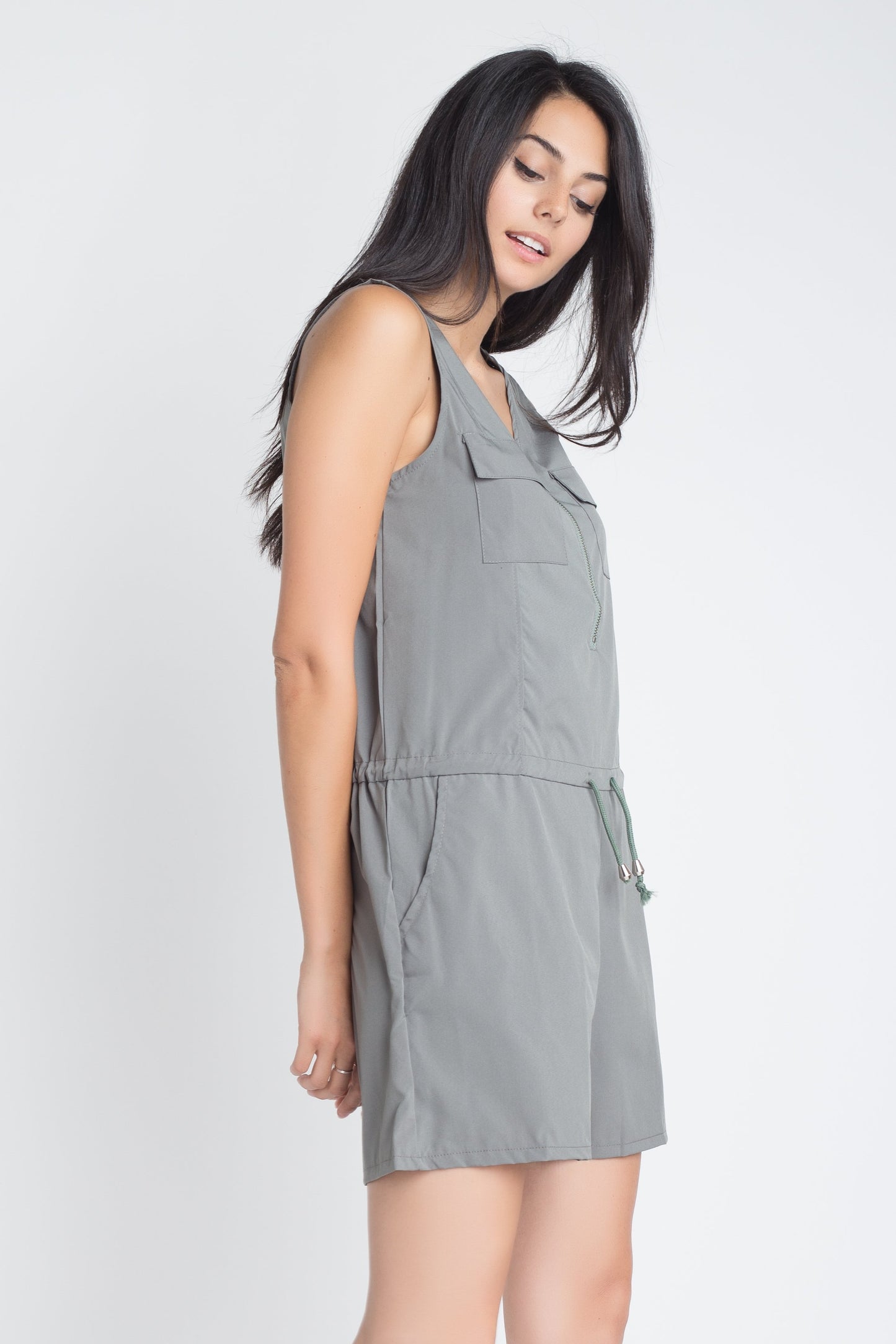 Women's Zip Front Sleeveless Romper