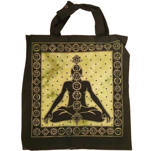 Seven Chakras Avatar Meditation Tie Dye Market Tote Bag Canvas Graphic