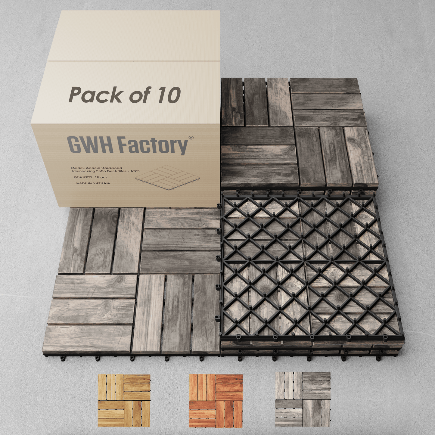 Hardwood Interlocking Patio Deck Tiles - Easy to Install