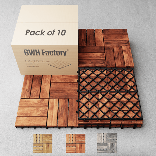 Hardwood Interlocking Patio Deck Tiles - Easy to Install