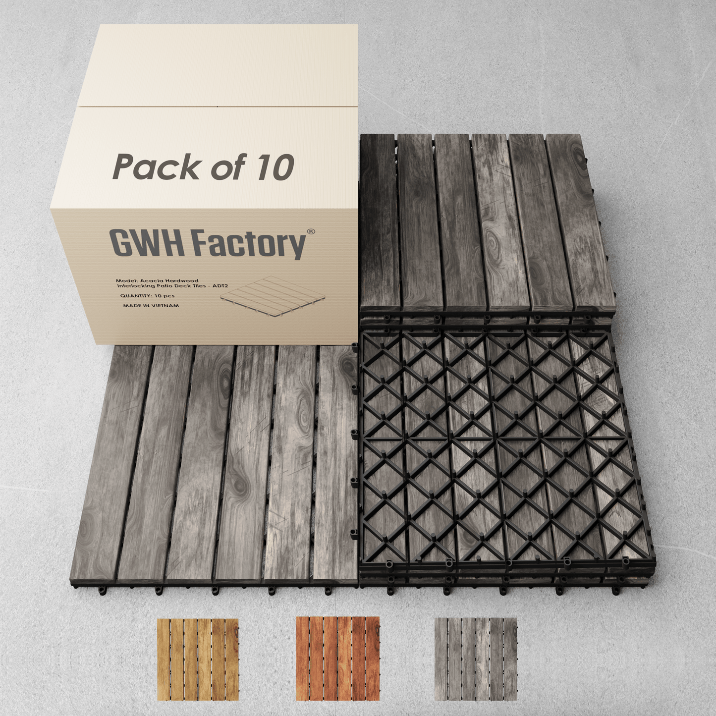 Hardwood Interlocking Patio Deck Tiles - Easy to Install