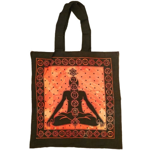 Seven Chakras Avatar Meditation Tie Dye Market Tote Bag Canvas Graphic