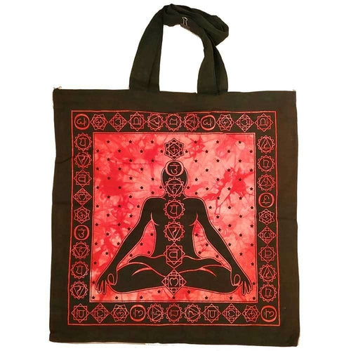 Seven Chakras Avatar Meditation Tie Dye Market Tote Bag Canvas Graphic