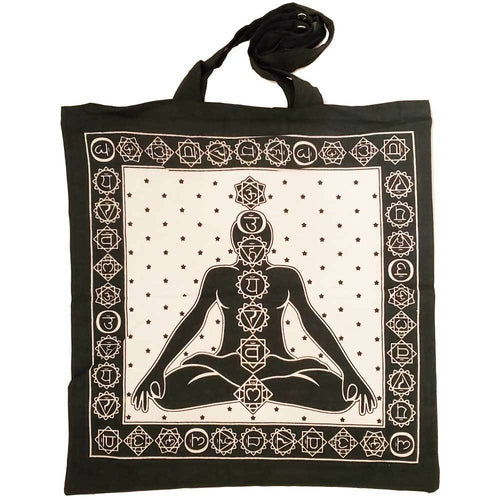 Seven Chakras Avatar Meditation Tie Dye Market Tote Bag Canvas Graphic