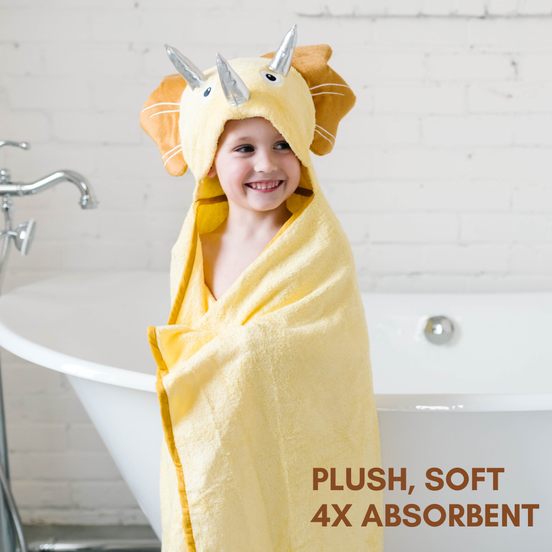 Toddler Hooded Towel Yellow Dinosaur