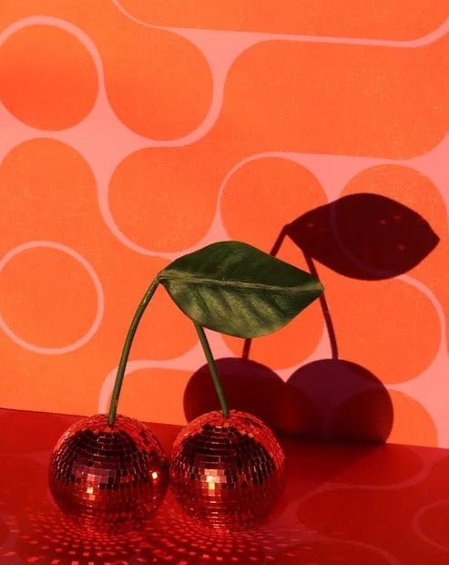 Cherry Disco Ball, Whimsical Dopamine Decor, Quirky Decorative Object