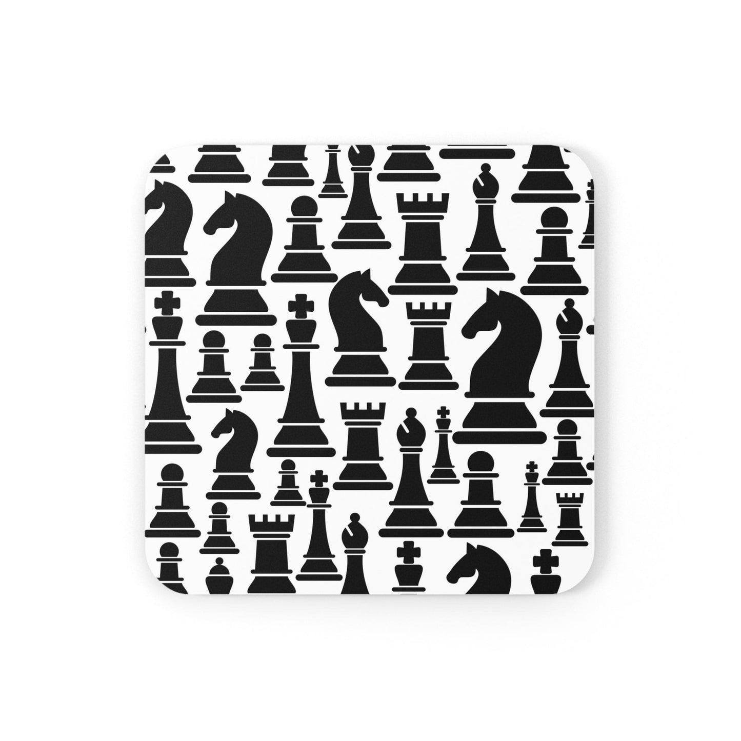 Coaster Set of 4 for Drinks Black and White Chess Print