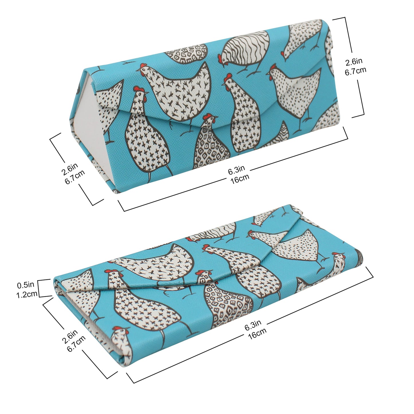 REAL SIC Animal PU Leather Glasses Case - Chickens