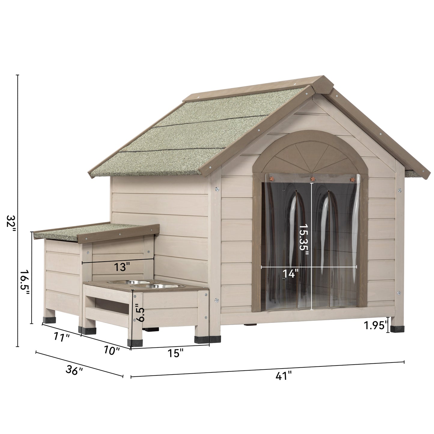 Outdoor fir wood dog house with an open roof ideal for small to medium