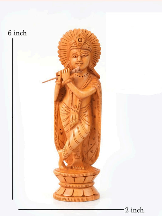 Wooden krishna idol