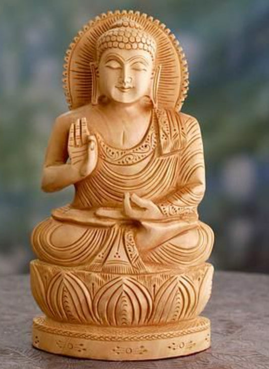 Wooden hand carved buddha