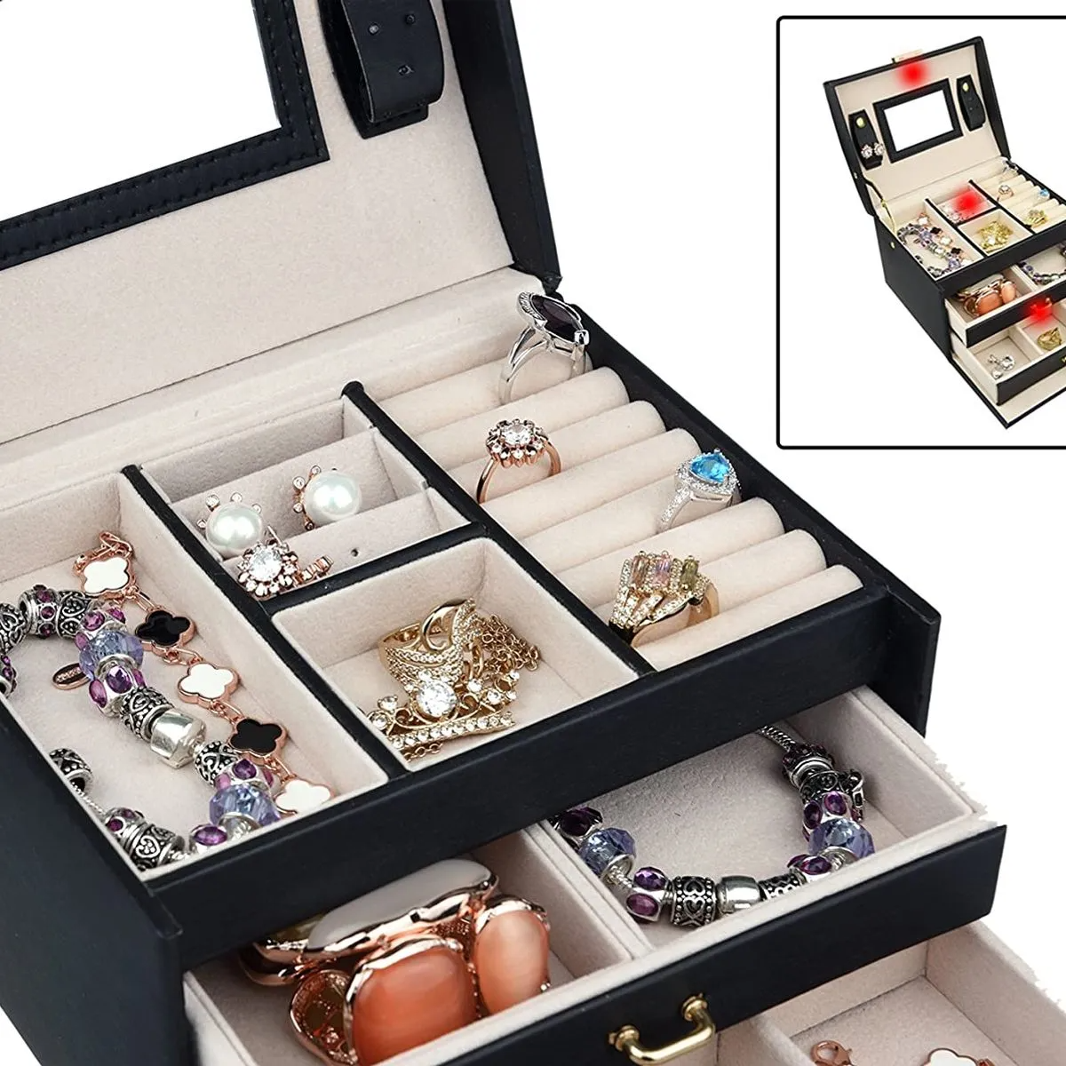 Jewelry Box Leather Earring Rings