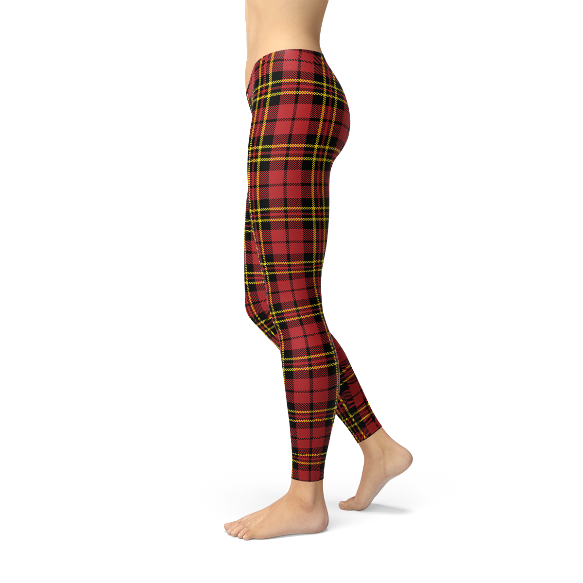 Womens Red Plaid Tartan Leggings