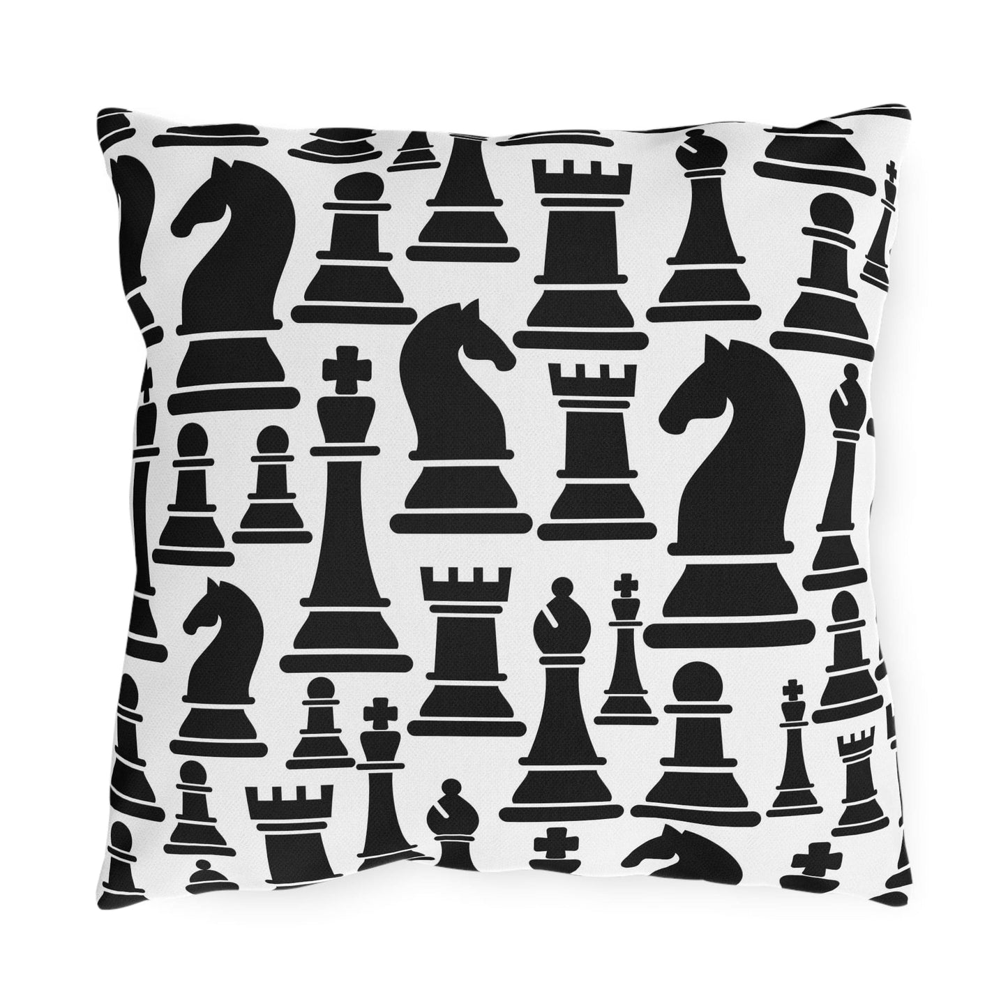 Decorative Indoor/outdoor Pillow, Black and White Chess Pattern