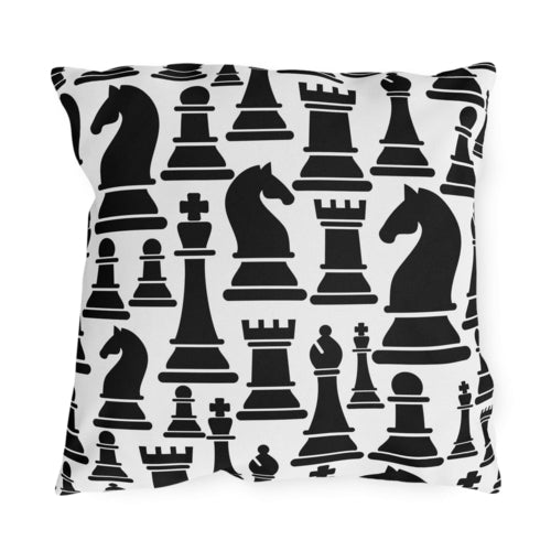 Decorative Indoor/outdoor Pillow, Black and White Chess Pattern