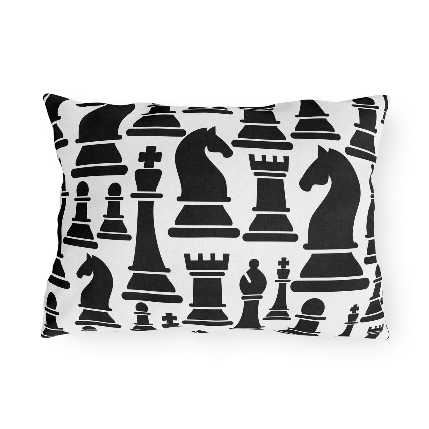 Decorative Indoor/outdoor Pillow, Black and White Chess Pattern