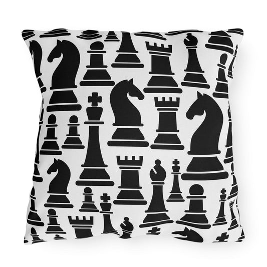 Decorative Indoor/outdoor Pillow, Black and White Chess Pattern