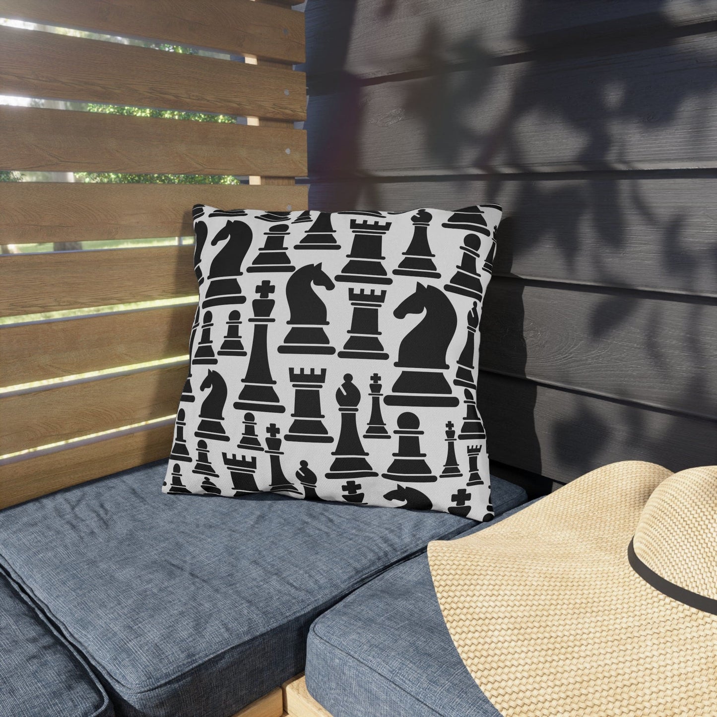 Decorative Indoor/outdoor Pillow, Black and White Chess Pattern