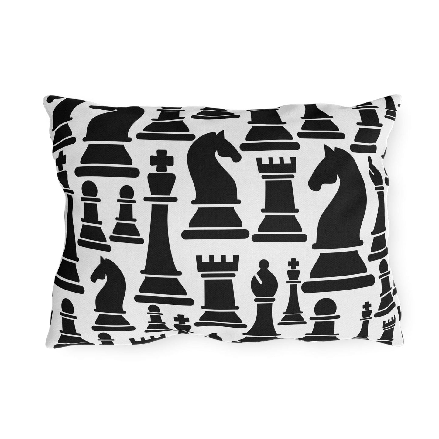 Decorative Indoor/outdoor Pillow, Black and White Chess Pattern