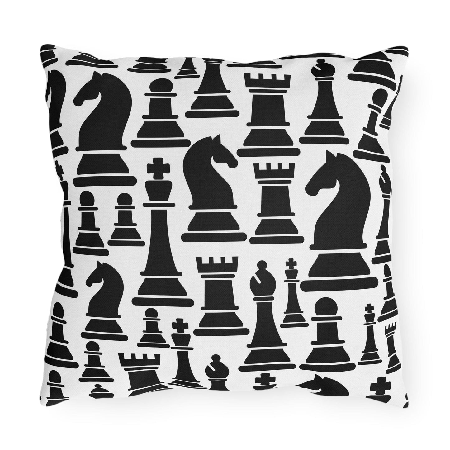 Decorative Indoor/outdoor Pillow, Black and White Chess Pattern