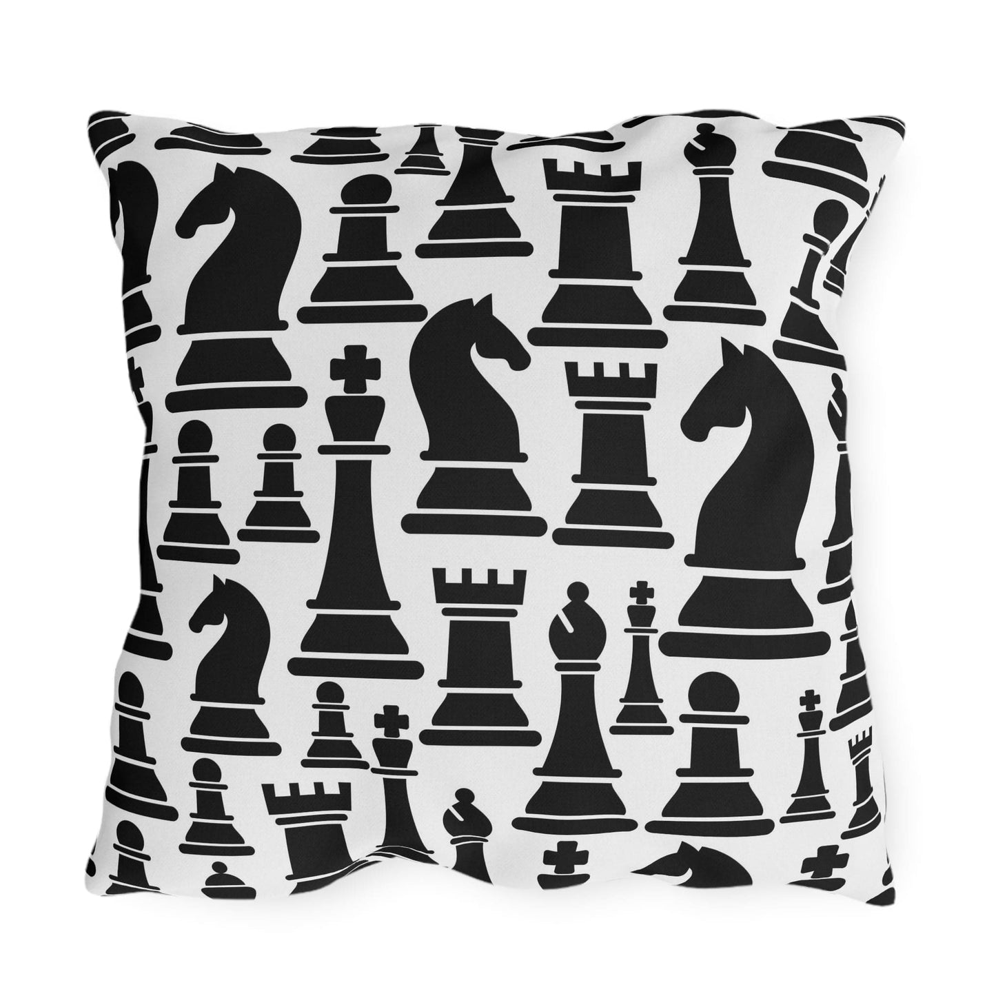 Decorative Indoor/outdoor Pillow, Black and White Chess Pattern