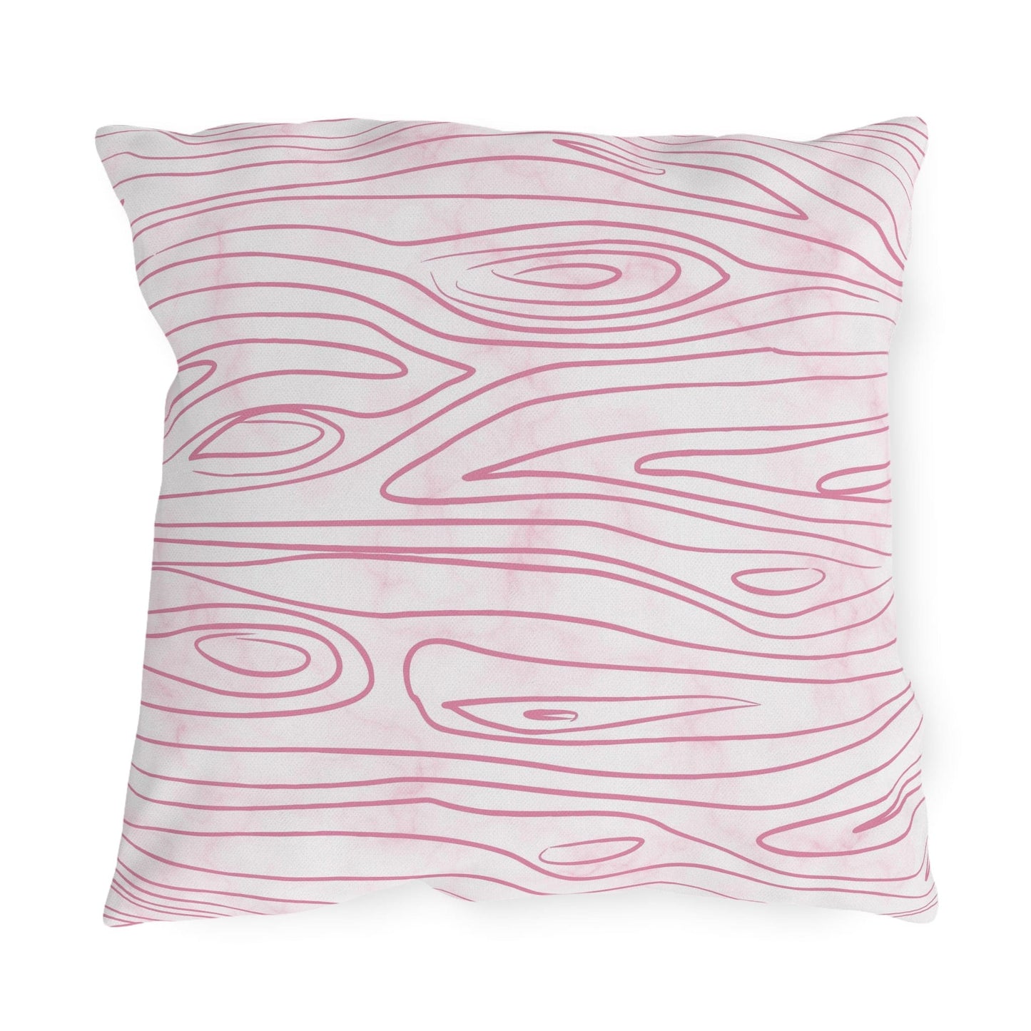 Decorative Indoor/outdoor Pillow, Pink Line Art Sketch Pattern