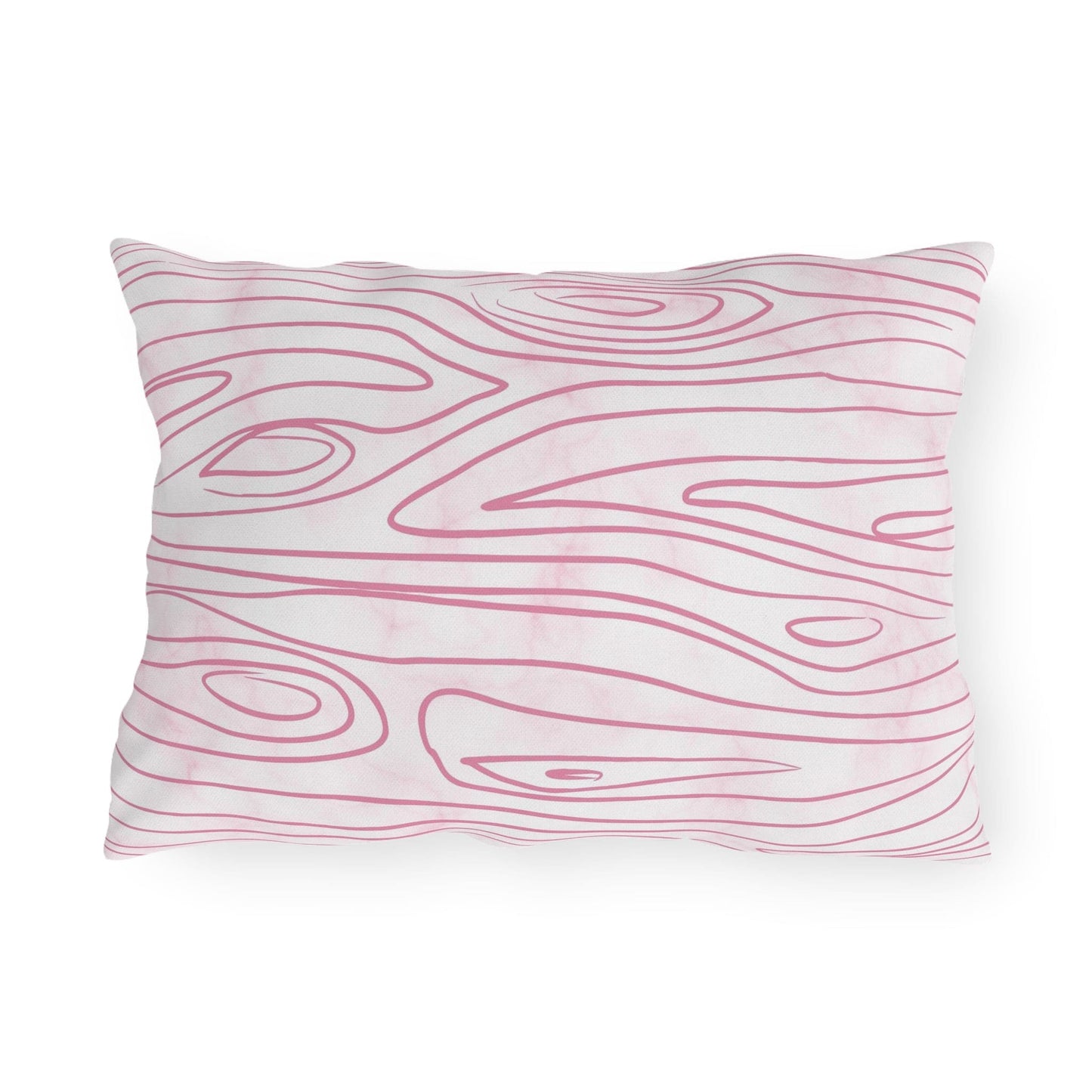 Decorative Indoor/outdoor Pillow, Pink Line Art Sketch Pattern