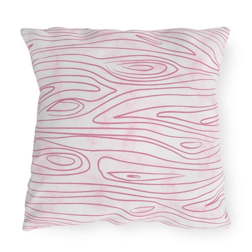 Decorative Indoor/outdoor Pillow, Pink Line Art Sketch Pattern