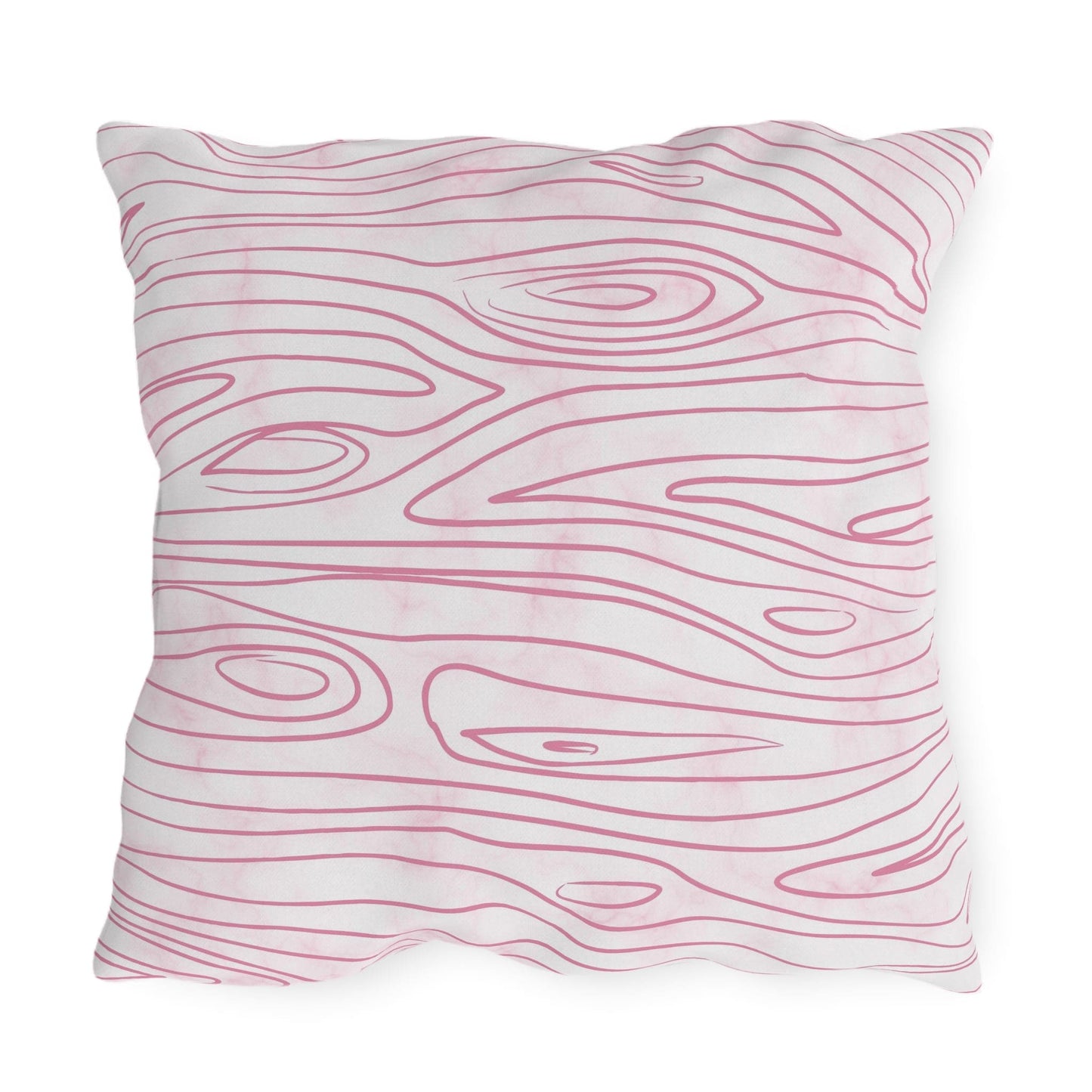 Decorative Indoor/outdoor Pillow, Pink Line Art Sketch Pattern