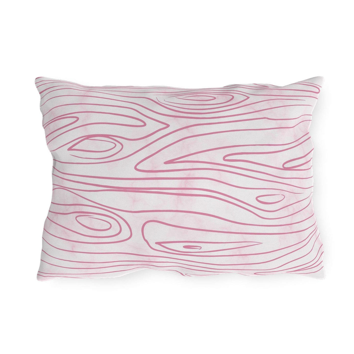 Decorative Indoor/outdoor Pillow, Pink Line Art Sketch Pattern