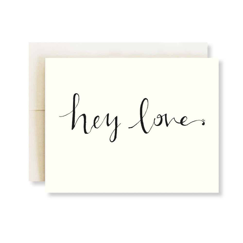 Hey Love  Simple Calligraphy Love Card