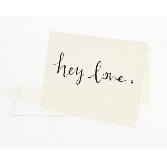 Hey Love  Simple Calligraphy Love Card