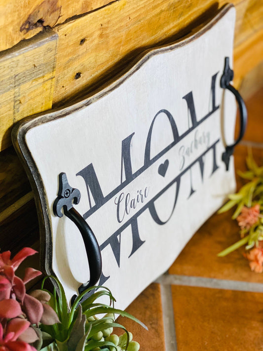 Personalized Wooden Serving Tray for Mom - with names