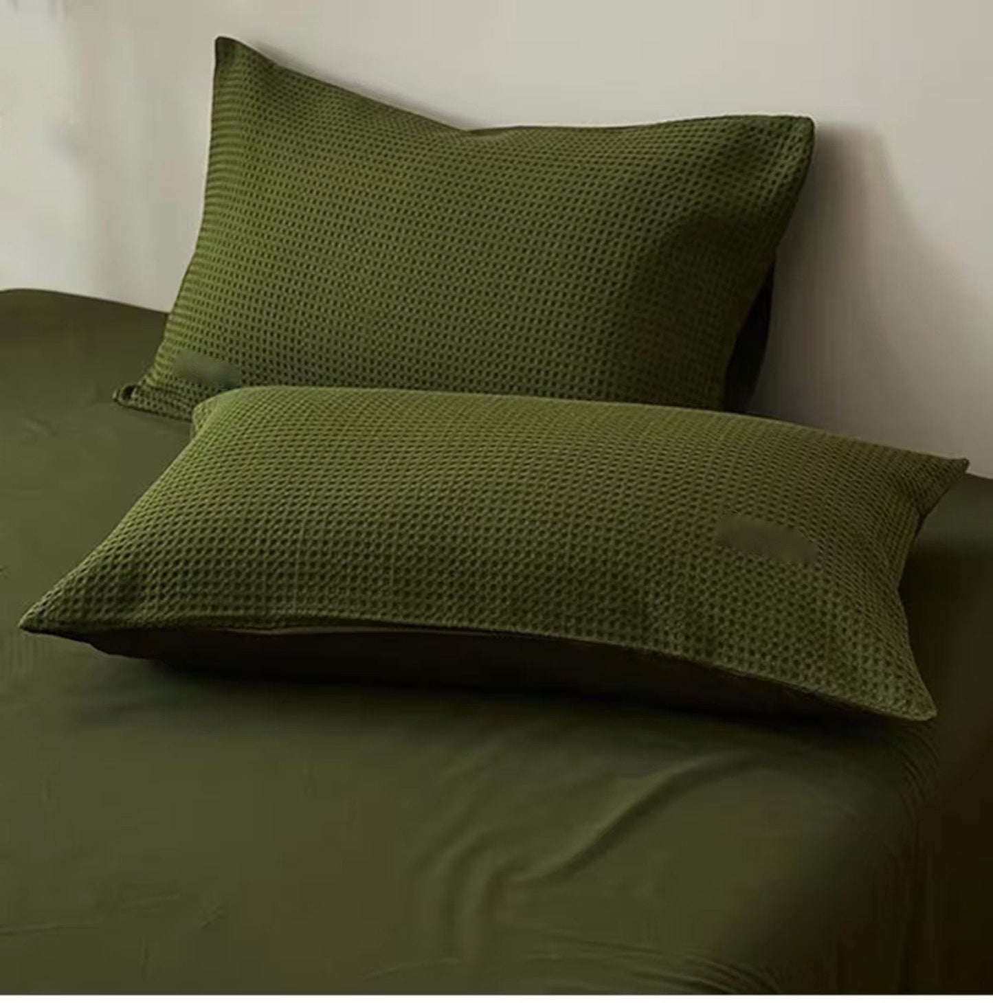 Moss Green - Waffle Weave | Pure Cotton, Pure Linen or Linen Cotton