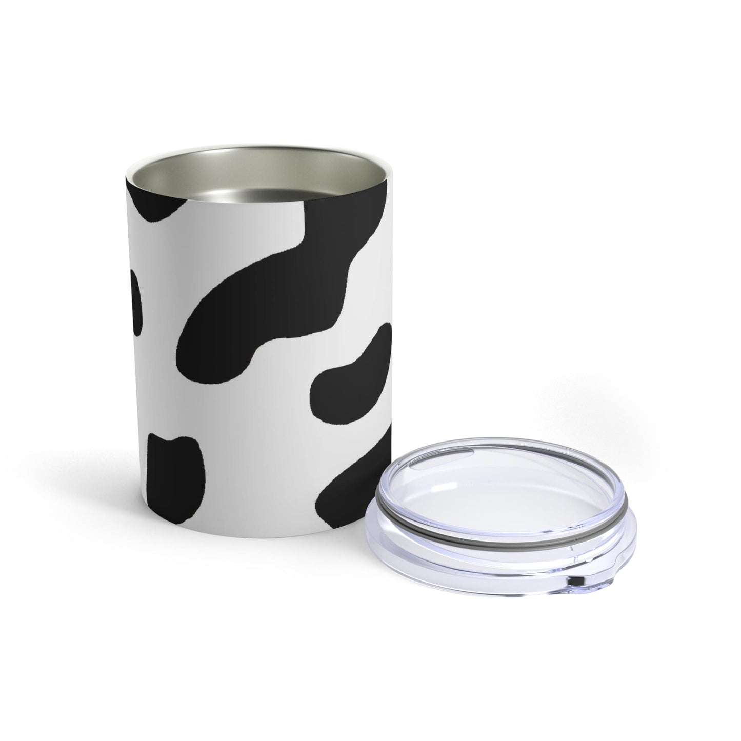 Insulated Tumbler 10oz Black and White Abstract Cow Print Pattern