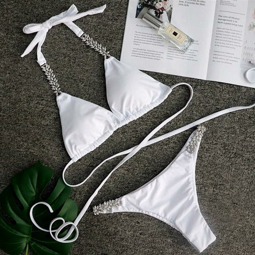 Sexy Crochet Jewelry Bikini Set two pieces Swimsuit female Lace