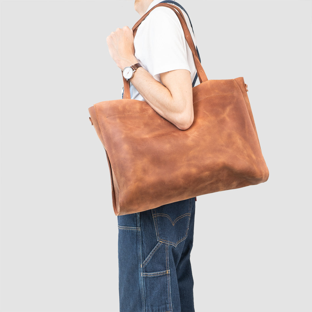 Leather Shopper XXL (Cognac Brown)